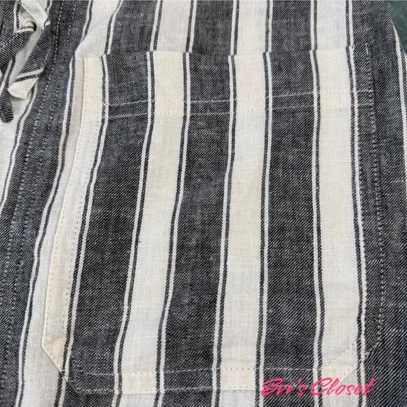 MADEWELL Lace Up Linen Cotton Blend Skirt Size 0 Gray White Lagenlook Mini NWT - Picture 6 of 12